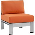 Modway Shore Outdoor Patio Aluminum Armless Chair, Silver and Orange EEI-2263-SLV-ORA